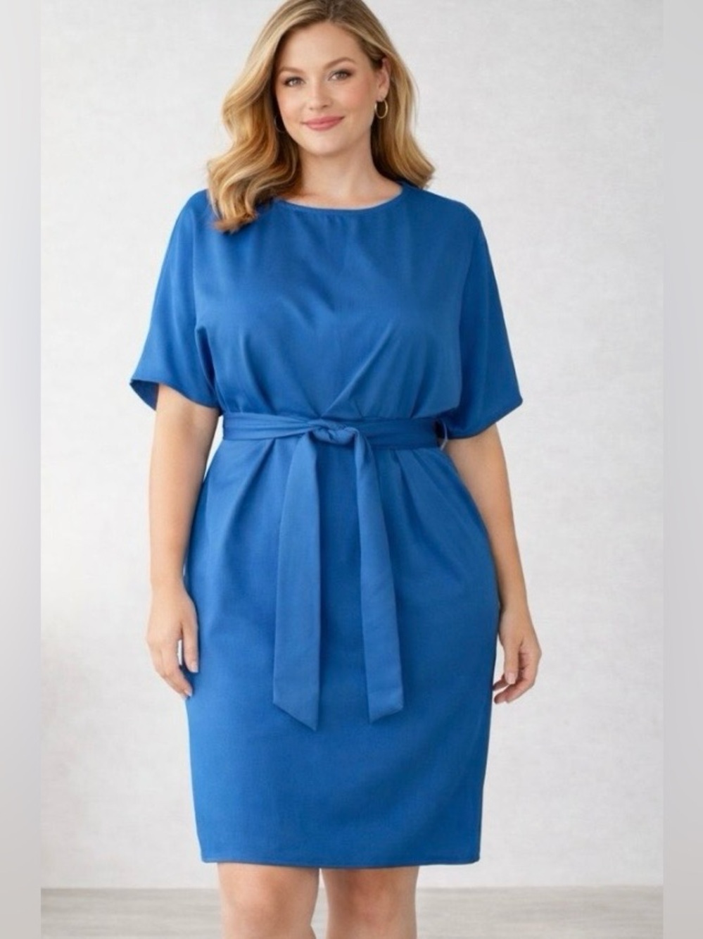 NWT!Elegant Blue waist tie pocket dress Size 14-16 or 1X